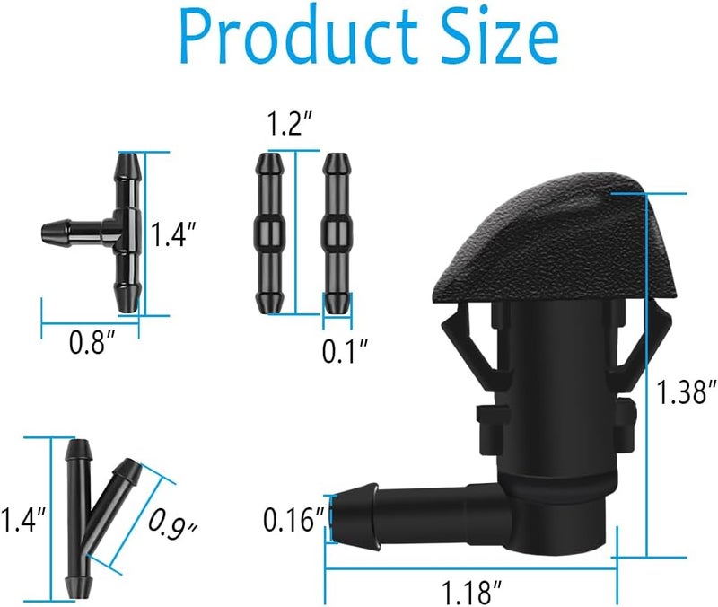 DWARFOO Windshield Washer Nozzles Kit, Windshield Washer Hose Kit with Connectors Compatible with Honda Pilot 2009-2012 2014 2015, Replace OEM# 76810-SZA-A01ZA - Image 2